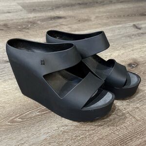 Melissa Black Platform Creatives Wedge Sandals Size 37 / 6